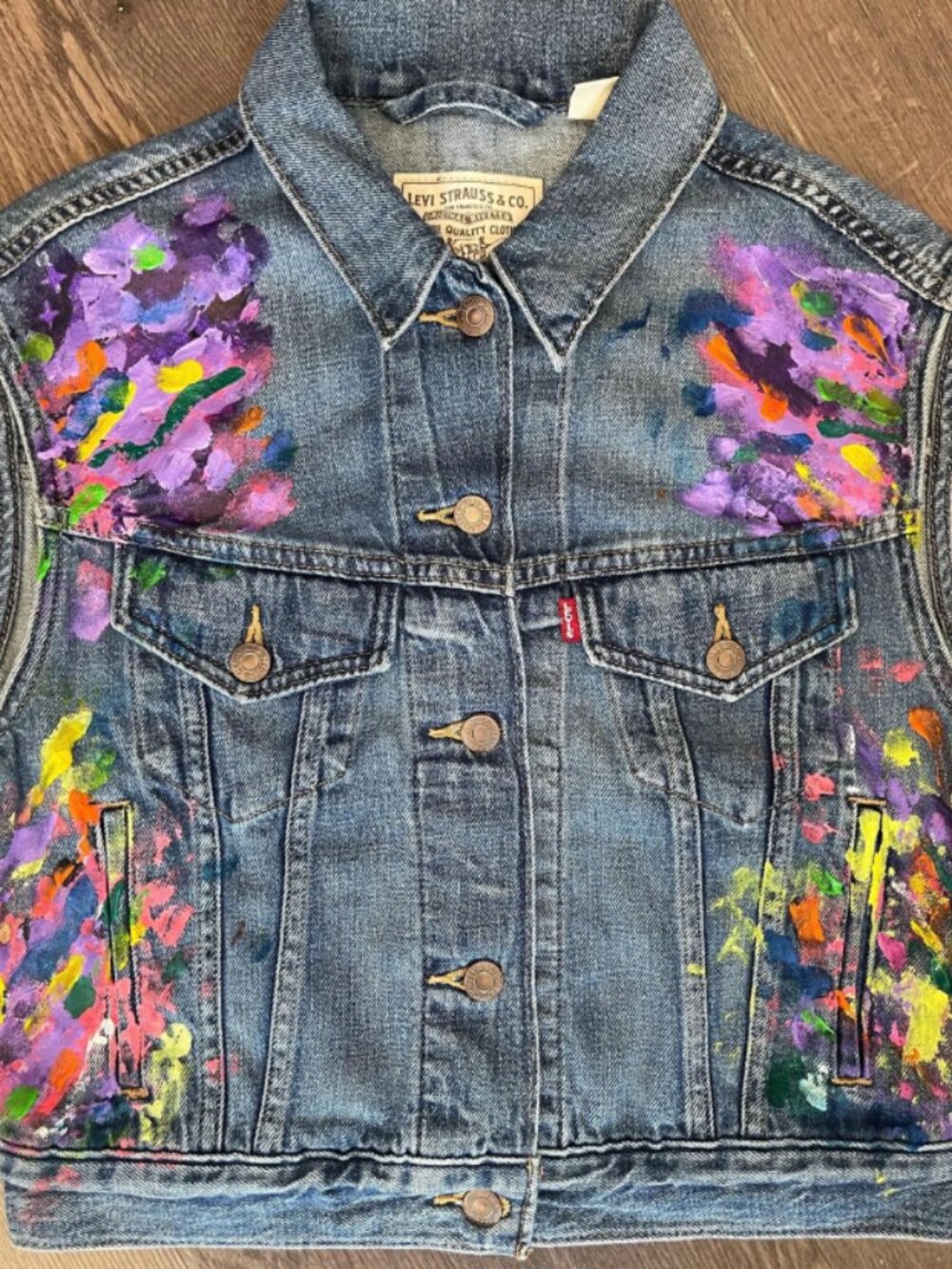 Hand-Painted Artist Graffiti Denim Vest Levi's
